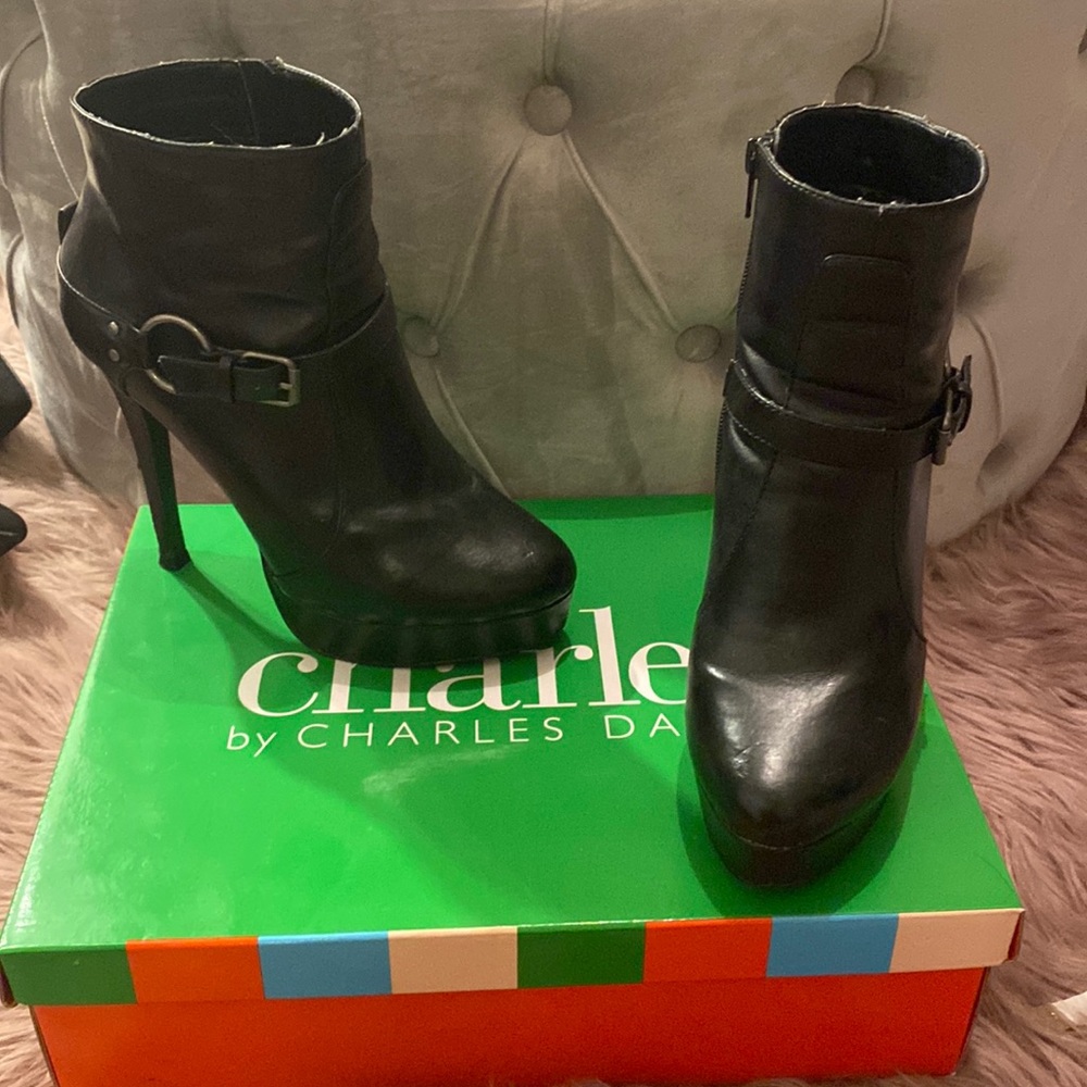 Charles by Charles David black leather booties